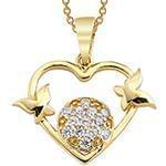 آویز طلای زرد با نگین الماس تراش برلیان طرح قلب: مدل pdb2224