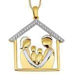 آویز طلای دو رنگ با نگین الماس تراش برلیان طرح خانواده: مدل pdb2227