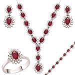 سرویس طلا و جواهر با نگین یاقوت قرمز و الماس تراش برلیان مدل: bset21905