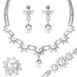 سرویس طلا و جواهر با نگین مروارید و الماس تراش برلیان مدل: bset2200