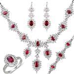 سرویس طلا و جواهر با نگین یاقوت قرمز و الماس تراش برلیان مدل: bset22001