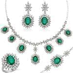 سرویس طلا و جواهر با نگین زمرد و الماس تراش برلیان مدل: bset2203