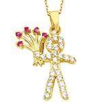 آویز کودکانه طلا و جواهر با نگین الماس تراش برلیان و یاقوت قرمز طرح پسرک مدل: pgb2079