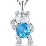 آویز کودکانه طلا با نگین الماس تراش برلیان و توپاز طرح خرسی مدل: pgb2080