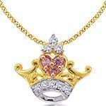 آویز کودکانه جواهر با نگین الماس تراش برلیان و تورمالین طرح پرنسس مدل: pgb2082