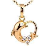 آویز کودکانه طلا و جواهر با نگین الماس تراش برلیان طرح دلفین مدل: pgb2084