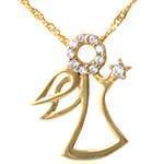 آویز کودکانه طلا و جواهر با نگین الماس تراش برلیان طرح فرشته کوچولو مدل: pgb2087