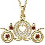 آویز کودکانه جواهر با نگین برلیان و یاقوت قرمز طرح کالسکه سیندرلا مدل: pgb2089