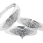 حلقه، پشت حلقه و حلقه مردانه ست با نگین الماس تراش برلیان طرح قلب مدل: srd1468