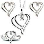 نیم ست طلا و جواهر با نگین الماس تراش برلیان طرح قلب: مدل hdset2072