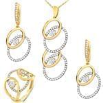 نیم ست طلا و جواهر با نگین الماس تراش برلیان: مدل hdset2074