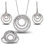 نیم ست طلا و جواهر با نگین الماس تراش برلیان طرح دوار: مدل hdset2075