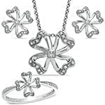 نیم ست طلا و جواهر با نگین الماس تراش برلیان طرح برگ: مدل hdset2076