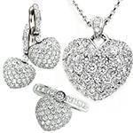 نیم ست طلا و جواهر با نگین الماس تراش برلیان طرح قلب: مدل hdset2081