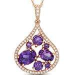 آویز طلا و جواهر با نگین آمتیس و الماس تراش برلیان مدل: npdf13063