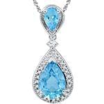 آویز طلا و جواهر با نگین توپاز و الماس تراش برلیان مدل: npdf13066