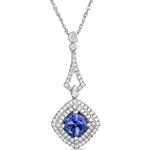 آویز طلا و جواهر با نگین یاقوت کبود و الماس تراش برلیان مدل: npdf13067