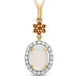 آویز طلا و جواهر با نگین اپال، یاقوت قرمز و الماس تراش برلیان مدل: npdf13068