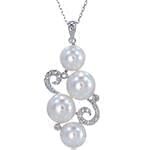 آویز طلا و جواهر با نگین مروارید و الماس تراش برلیان مدل: npdf13069