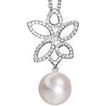 آویز طلا و جواهر با نگین مروارید و الماس تراش برلیان مدل: npdf13071