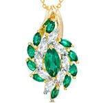 آویز طلا و جواهر با نگین زمرد و الماس تراش مارکیز مدل: npdf13072