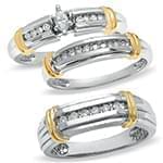 حلقه، پشت حلقه و حلقه مردانه ست با نگین الماس تراش برلیان و مارکیز مدل: srd1486