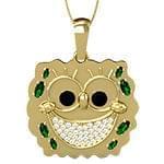 گردنبند کودکانه جواهر با نگین برلیان و زمرد طرح باب اسفنجی مدل: pgb2098