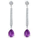 گوشواره طلا و جواهر با نگین آمتیس و الماس تراش برلیان مدل: edf1390