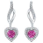 گوشواره طلا و جواهر با نگین تورمالین و الماس تراش برلیان طرح قلب مدل: edf1392