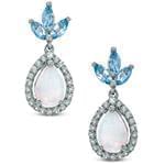 گوشواره طلا و جواهر با نگین توپاز، اپال و الماس تراش برلیان مدل: edf1394