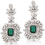 گوشواره جواهر با نگین زمرد و الماس تراش برلیان مدل: edf1464