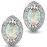 گوشواره زنانه جواهر با نگین اپال و با الماس تراش برلیان مدل: edf1468