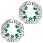 گوشواره حلقه ای زمرد زنانه و الماس تراش برلیان با طلای سفید مدل: edf1469