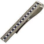 گیره کروات طلای سفید با نگین الماس تراش برلیان و یاقوت کبود مدل :cgm1139