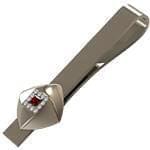 گیره کروات طلای سفید با نگین الماس تراش برلیان و یاقوت قرمز مدل :cgm1141