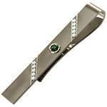 گیره کروات طلای سفید با نگین الماس تراش برلیان و زمرد مدل :cgm1143