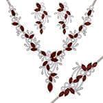 سرویس طلا سفید با نگین یاقوت قرمز و الماس تراش برلیان : مدل bset2246