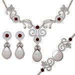 مدل سرویس طلای سفید با نگین مروارید، یاقوت قرمز و برلیان: مدل bset2250