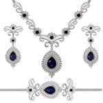 مدل سرویس طلا سفید با نگین یاقوت کبود و الماس تراش برلیان: مدل bset2253