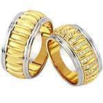 حلقه ازدواج ست طلای زرد و سفید با نگین الماس تراش برلیان مدل: srd1554