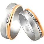 حلقه ازدواج ست طلای رزگلد و سفید با نگین الماس تراش برلیان مدل: srd1555