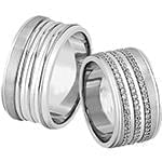 حلقه ازدواج ست طلای سفید با نگین الماس تراش برلیان مدل: srd1562 