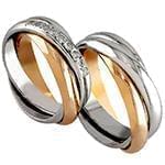 حلقه ازدواج ست طلای رزگلد و سفید با نگین برلیان مدل: srd1563 