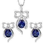 نیم ست طلای سفید آویز و گوشواره با نگین یاقوت کبود و برلیان طرح پاپیون مدل: hsdf1457