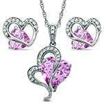 نیم ست قلب طلا سفید با نگین تورمالین و الماس تراش برلیان مدل: hsdf1458