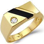 انگشتر طلای زرد با نگین الماس تراش برلیان و انیکس: مدل rgm1537