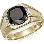 انگشتر طلای زرد با نگین الماس تراش برلیان و گارنت: مدل rgm1541