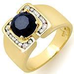 انگشتر طلای زرد با نگین الماس تراش برلیان و یاقوت کبود: مدل rgm1543