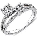 حلقه نامزدی فلاور طلای سفید با نگین الماس تراش برلیان مدل: eng2243