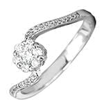 حلقه نامزدی فلاور طلای سفید با نگین الماس تراش برلیان مدل: eng2244